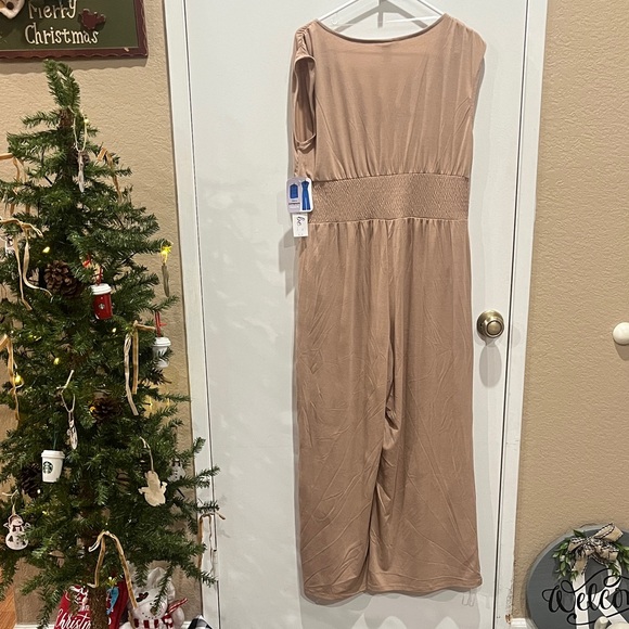 Just Be Sleeveless Jumpsuit in Tan - Picture 7 of 9